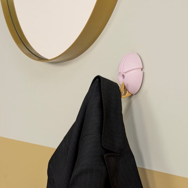 Világos rózsaszín-aranyszínű fali műanyag akasztó Tick – Spinder Design-image-3