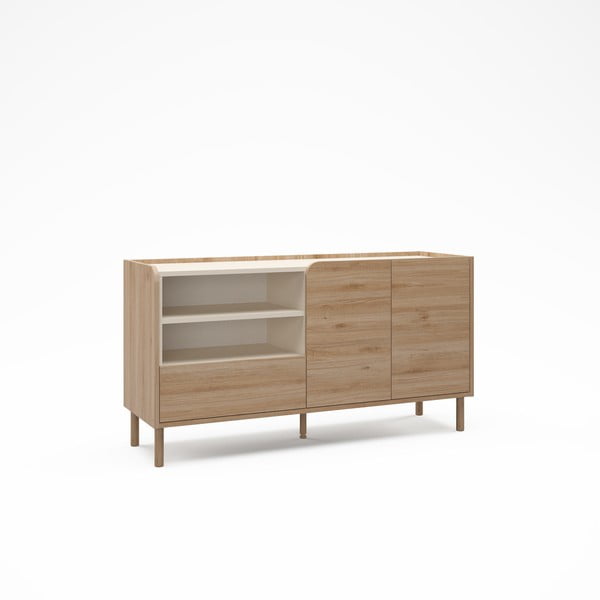 Natúr színű komód tölgyfa dekorral 141x75,5x44 cm Monza – Marckeric-image-3