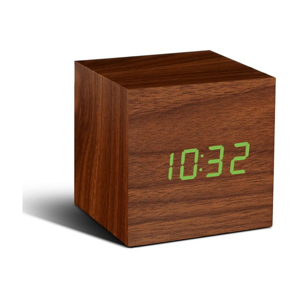 Cube Click Clock barna ébresztőóra zöld LED kijelzővel - Gingko