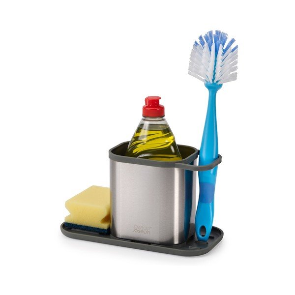 Fényes ezüstszínű fém mosogatóeszköz tartó Duo Steel – Joseph Joseph