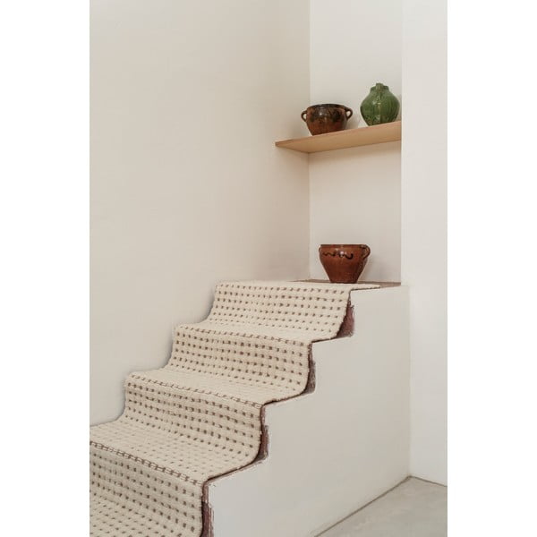 Elefántcsont színű mosható-kézi szövésű gyapjú futószőnyeg 80x230 cm Unexpected Wool – Lorena Canals-image-2