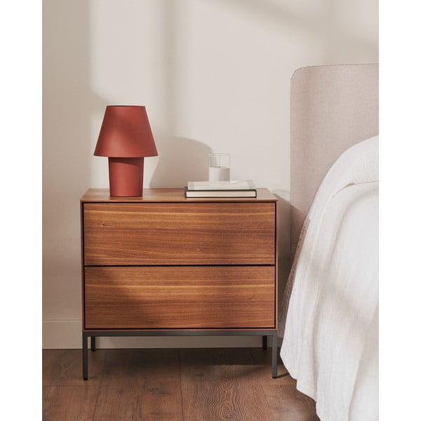 Natúr színű éjjeliszekrény diófa dekorral Vedrana – Kave Home-image-1