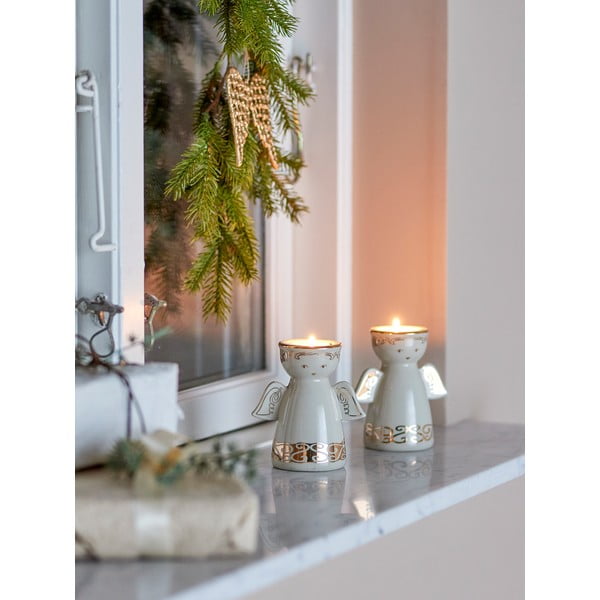 Agyagkerámia gyertyatartó készlet teamécseshez 2 db-os Faella – Bloomingville-image-1