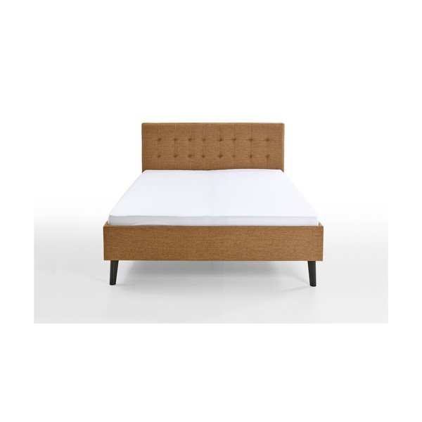 Barna kárpitozott franciaágy ágyrács nélkül 140x200 cm Empire – Meise Möbel-image-3