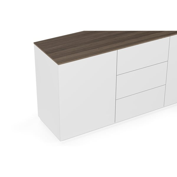 Join fehér komód diófa dekorral, 3 fiókkal és 2 ajtóval - TemaHome-image-3