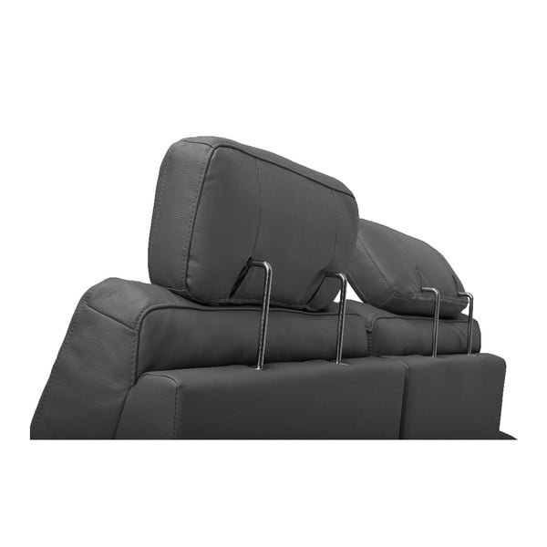 Viktor szürke kétszemélyes, állítható, bőr kanapé, szélesség 217 cm - Furnhouse-image-1