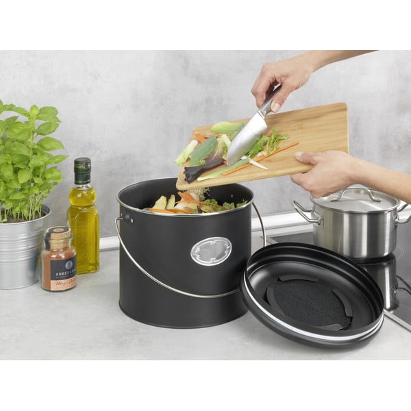 Fekete komposztálható hulladék gyűjtő 6 l Nero – Wenko-image-2