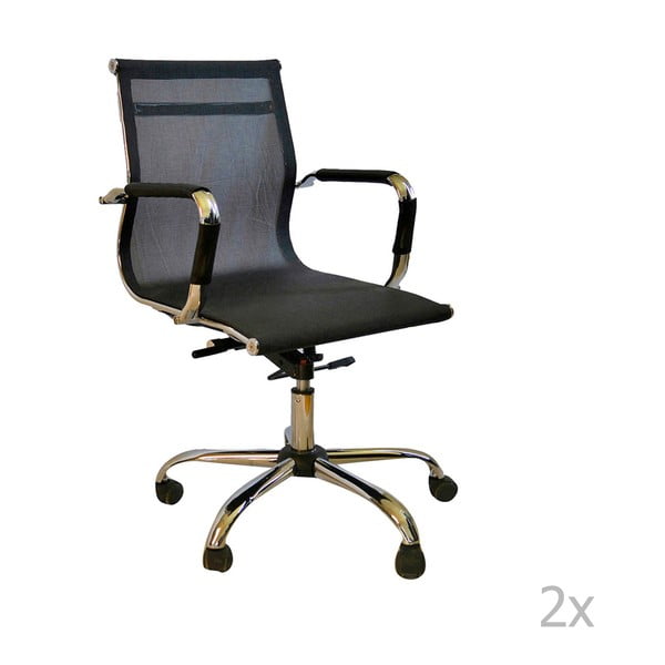 Dally 2 darabos fekete, gurulós irodai szék készlet - Evergreen House