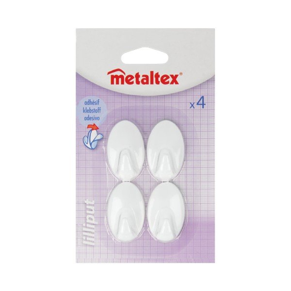 Greg 4 db-os fehér műanyag öntapadós akasztó szett - Metaltex-image-2