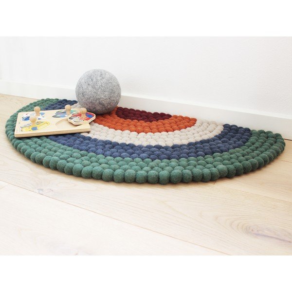 Ball Rugs Rainbow Green golyós, gyapjú gyerekszőnyeg - Wooldot-image-2