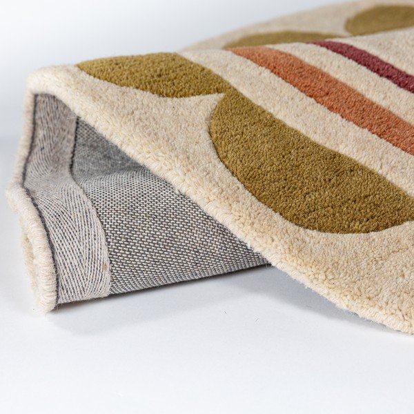 Natúr színű kézi szövésű gyapjú kerek szőnyeg ø 120 cm Lois – Flair Rugs-image-4