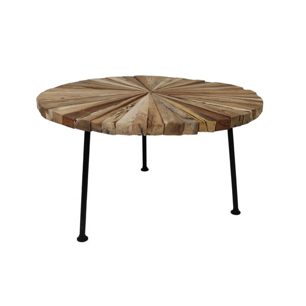 Sun Round kisasztal teakfa asztallappal és fekete lábakkal, Ø 80 cm - HSM collection