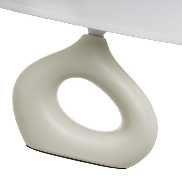 Fehér-bézs kerámia asztali lámpa textil búrával (magasság 30 cm) – Casa Selección-image-3