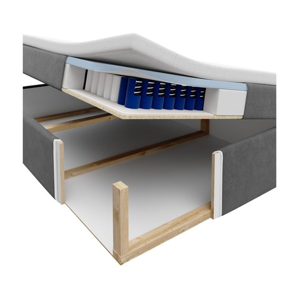Bézs boxspring ágy tárolóhellyel 160x200 cm Mimicry – Mazzini Beds-image-2
