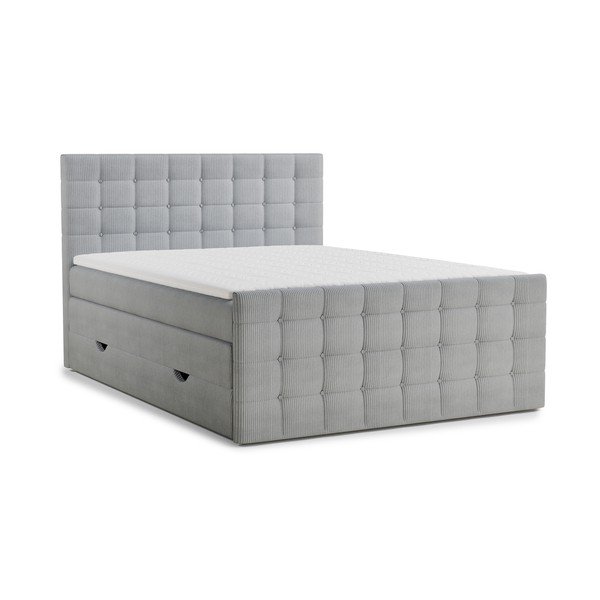Szürke ágyneműtartós boxspring ágy 180x200 cm Tasca – Maison de Rêve