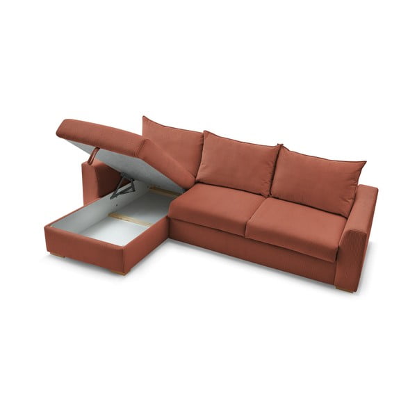 Téglavörös kordbársony kinyitható sarokkanapé (variálható) Augustin – Bobochic Paris-image-4