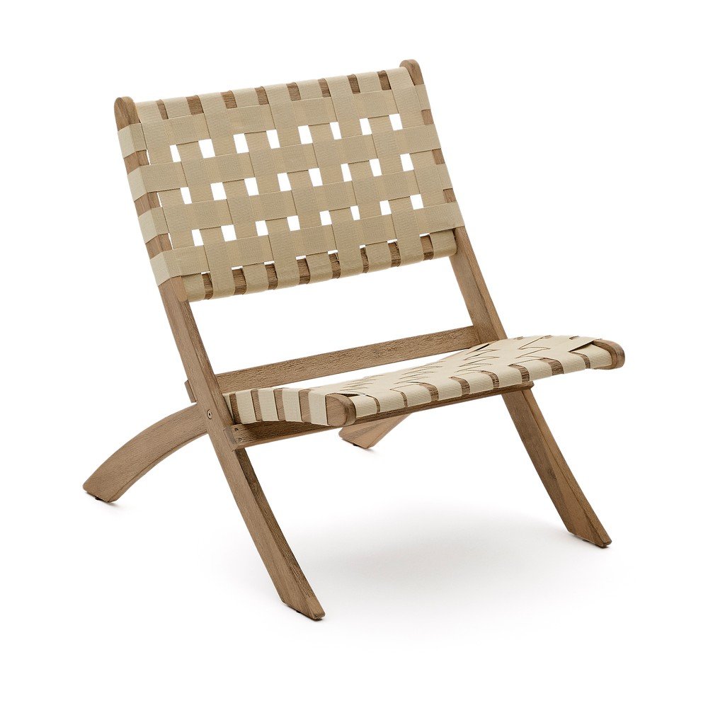 Natúr színű tömörfa kerti fotel Chabeli  Kave Home