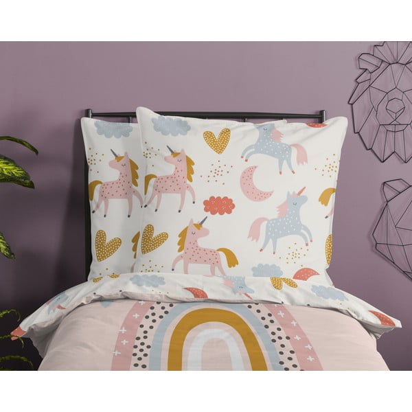 Rózsaszín egyszemélyes pamut gyerek ágyneműhuzat 140x200 cm Unilove – Good Morning-image-2