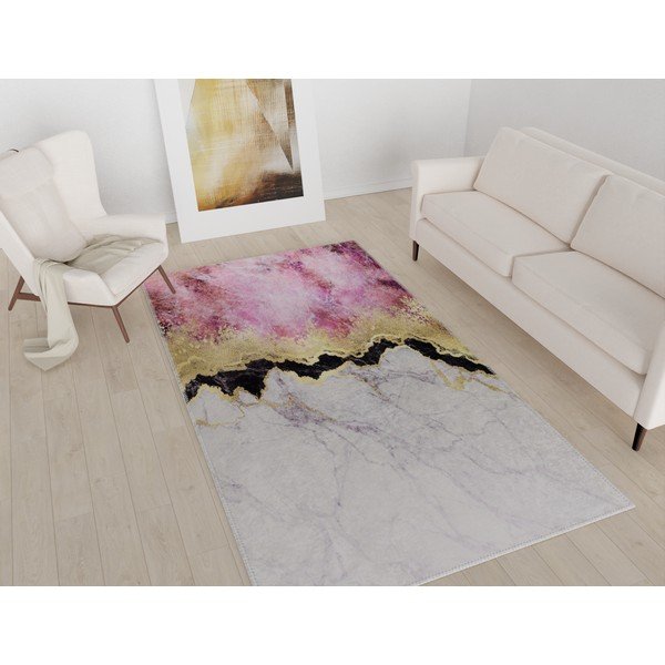 Fehér-rózsaszín mosható szőnyeg 80x150 cm – Vitaus-image-1