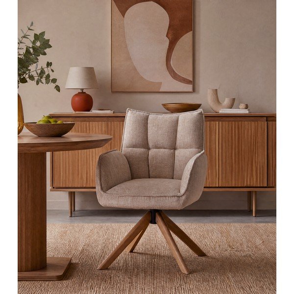 Krémszínű kárpitozott étkezőfotel szett 2 db-os Marilla – Unique Furniture-image-1