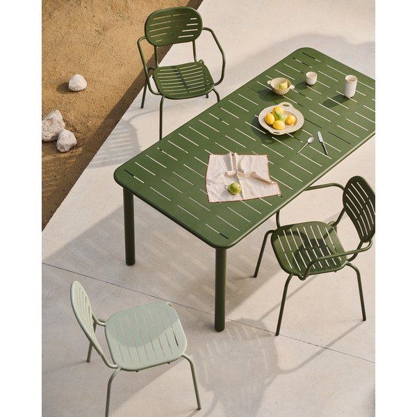 Acél kerti étkezőasztal 90x180 cm Brai – Kave Home-image-1