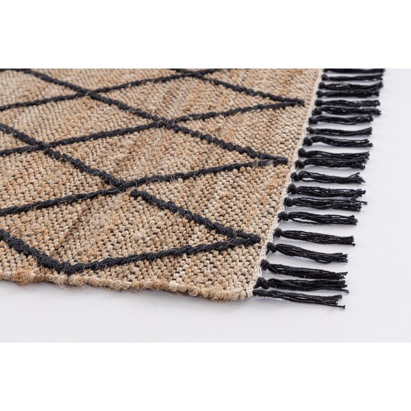 Fekete-natúr színű kézi szövésű juta szőnyeg 60x90 cm Shaila – Yes Everyday-image-2