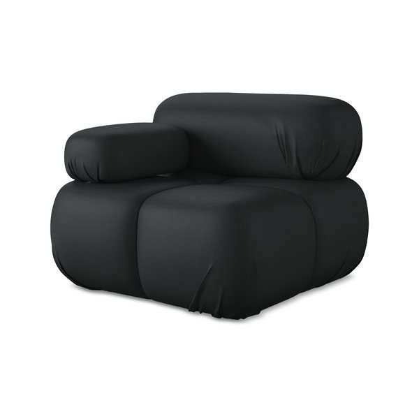 Fekete bőrutánzat kanapé modul (bal oldali) Lokua – Makamii-image-1