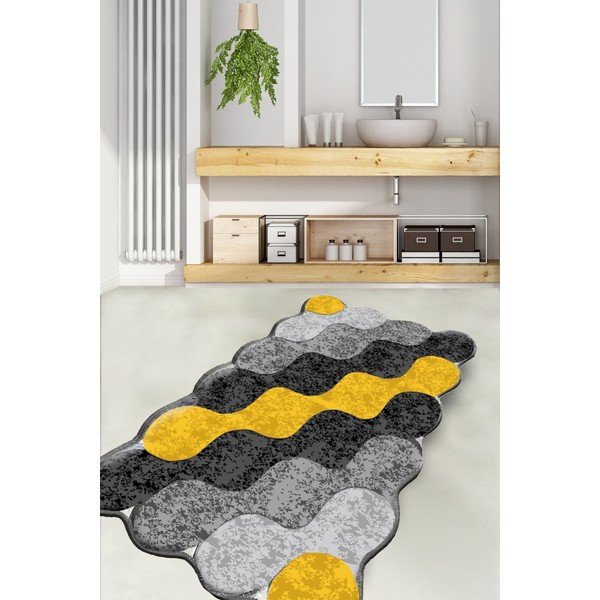 Sárga-szürke fürdőszobai kilépő 70x120 cm Circle – Foutastic-image-1