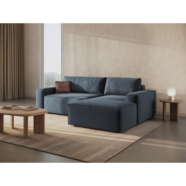 Kék kinyitható sarokkanapé (jobb oldali) Jodie – Micadoni Home-image-1