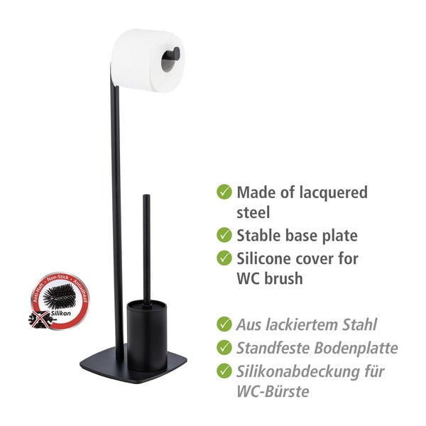 Acél WC-papír tartó állvány WC-kefével Iria – Wenko-image-4