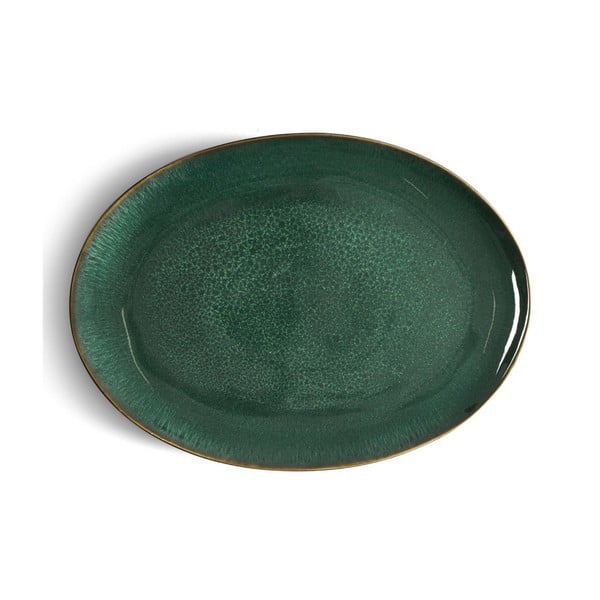 Mensa zöld agyagkerámia szervírozó tányér - Bitz