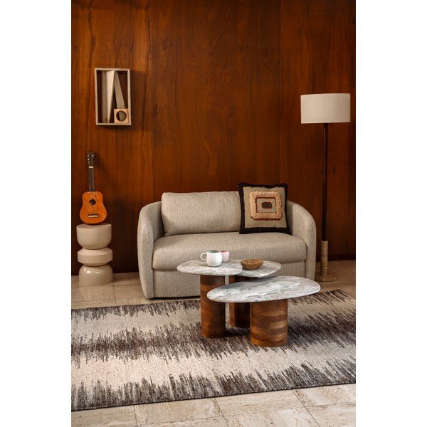 Barna-bézs dohányzóasztal szett 3 db-os márvány asztallappal 41x73 cm Suki – Dutchbone-image-1