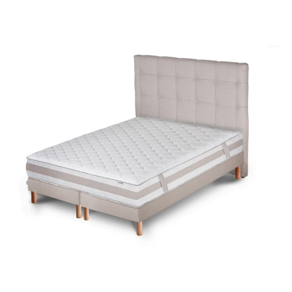 Saturne Dahla világosszürke ágy matraccal és dupla boxspringgel, 180 x 200 cm - Stella Cadente Maison