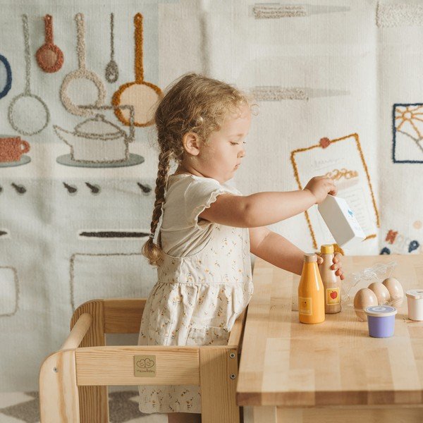 Fehér-natúr színű borovi fenyő tanulótorony Montessori – Meowbaby-image-1