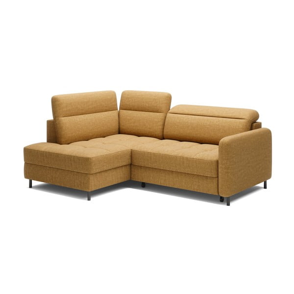 Sárga bársony kinyitható-tárolóhelyes sarokkanapé (bal oldali-L alakú) Barea – ELTAP-image-2