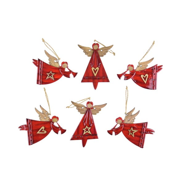 6 db-os piros karácsonyi kisangyal dísz szett- Ego Dekor