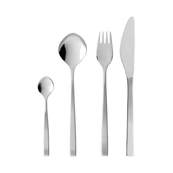 Ezüstszínű rozsdamentes acél evőeszköz készlet 16 db-os Fuga – Gense