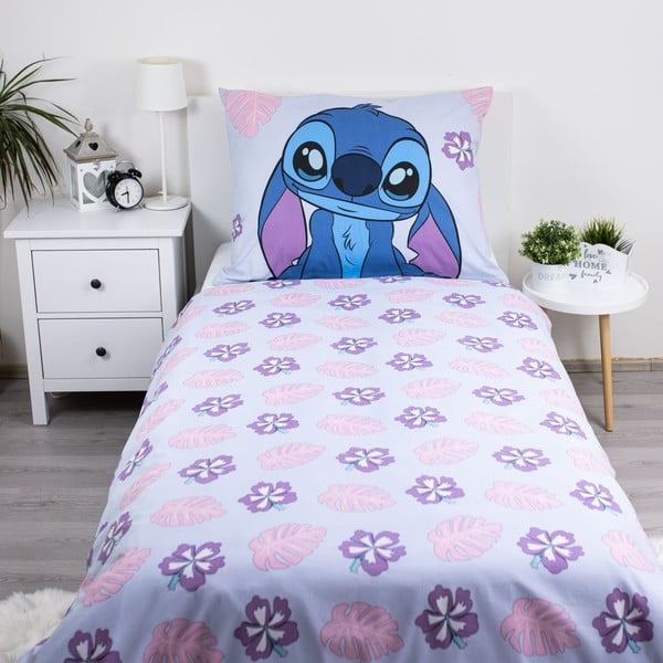 Kék-lila egyszemélyes pamut gyerek ágyneműhuzat 140x200 cm Lilo and Stitch "Cute" – Jerry Fabrics-image-2