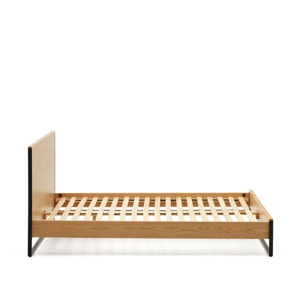 Natúr színű franciaágy ágyráccsal 160x200 cm Taiana – Kave Home-image-3