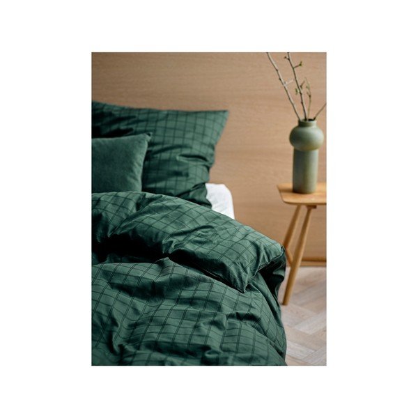 Sötétzöld egyszemélyes damaszt ágyneműhuzat 140x200 cm Clear – Södahl-image-2