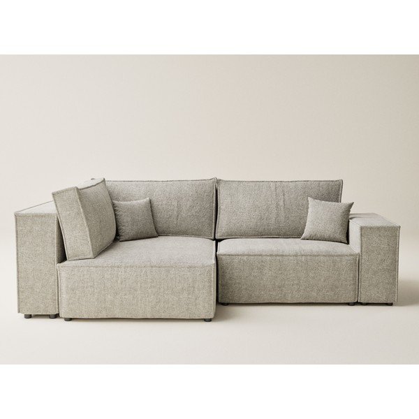 Bézs zsenília kinyitható-tárolóhelyes sarokkanapé (bal oldali-L alakú) Tonga – Maison de Rêve-image-2