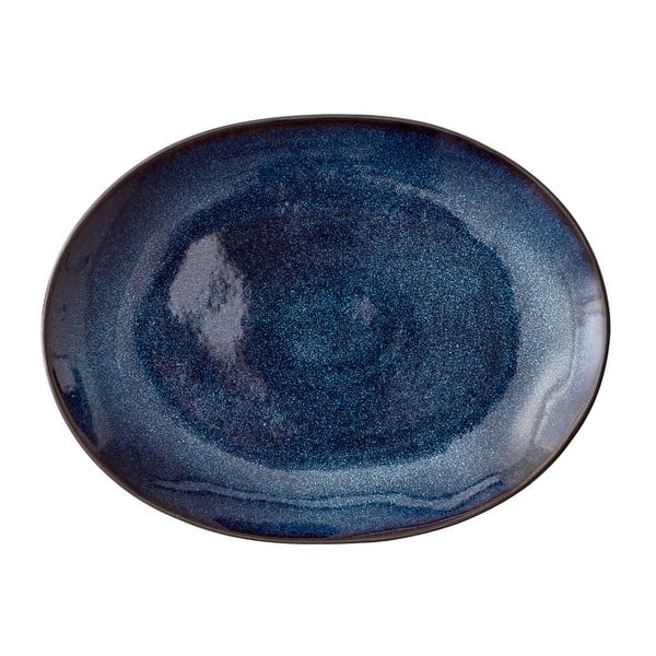 Fekete-kék agyagkerámia szervírozó tányér 22.5x30 cm Mensa – Bitz