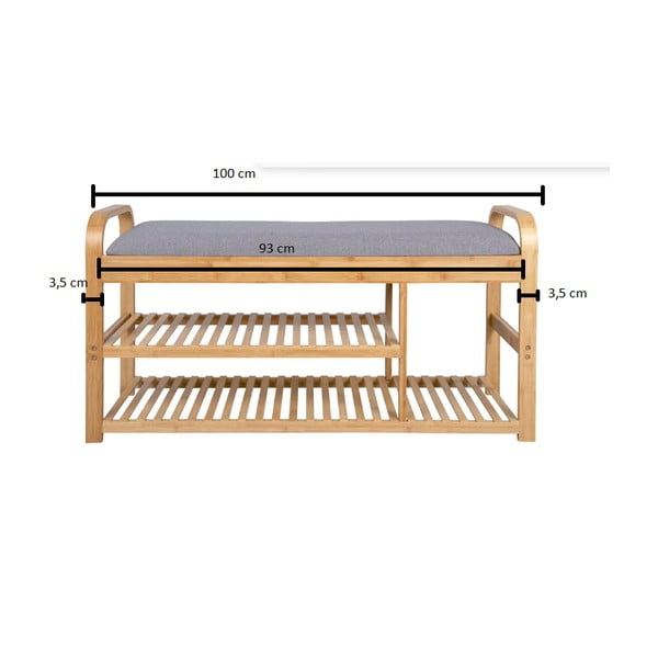 Szürke-natúr színű bambusz cipőtartó paddal - Leitmotiv-image-4