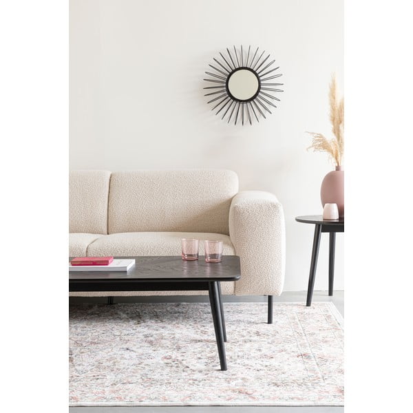 Fekete dohányzóasztal tölgyfa dekoros asztallappal 60x120 cm Fabio – White Label-image-1