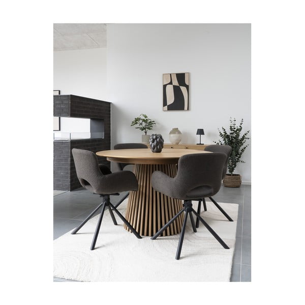 Kerek bővíthető étkezőasztal tölgyfa dekoros asztallappal ø 120 cm Osaka – House Nordic-image-3