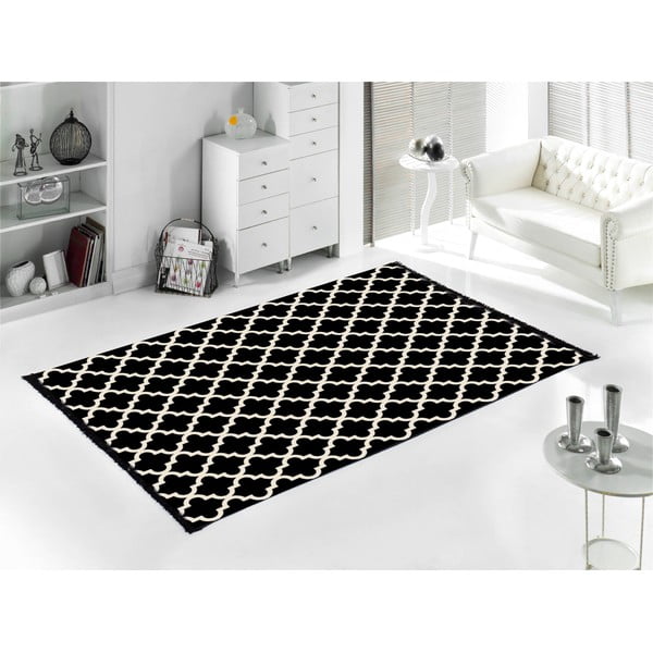Madalyon fekete-fehér kétoldalas szőnyeg, 80 x 150 cm