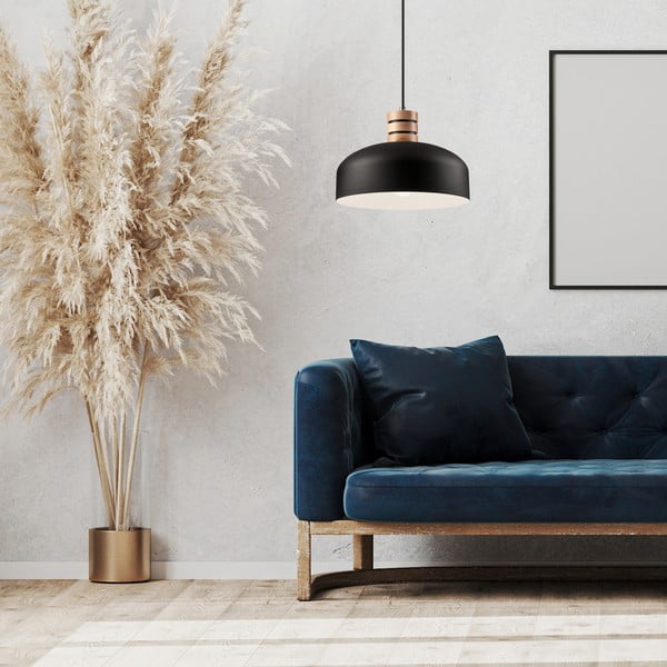 Fekete függőlámpa fém búrával ø 30 cm Cosmo – LAMKUR-image-2