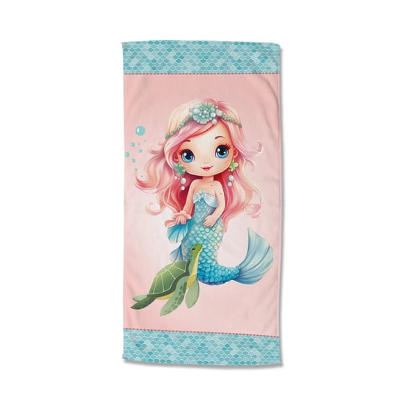 Kék-rózsaszín gyerek bársony strandtörölköző 75x150 cm Alisse – Good Morning