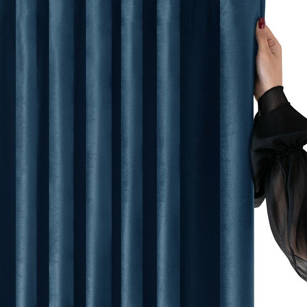 Kék bársony dimout (részleges sötétítő) függöny 200x270 cm Velto – Filumi-image-2