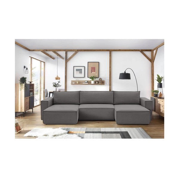 Szürke sarokkanapé ("U" alakú) Nihad – Bobochic Paris-image-1